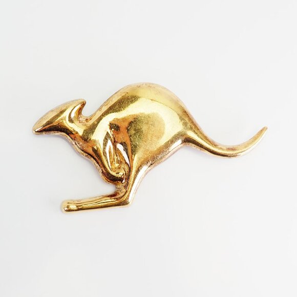 Zina vintage large gold plated sterling silver Kangaroo Roo pin - Picture 1 of 3